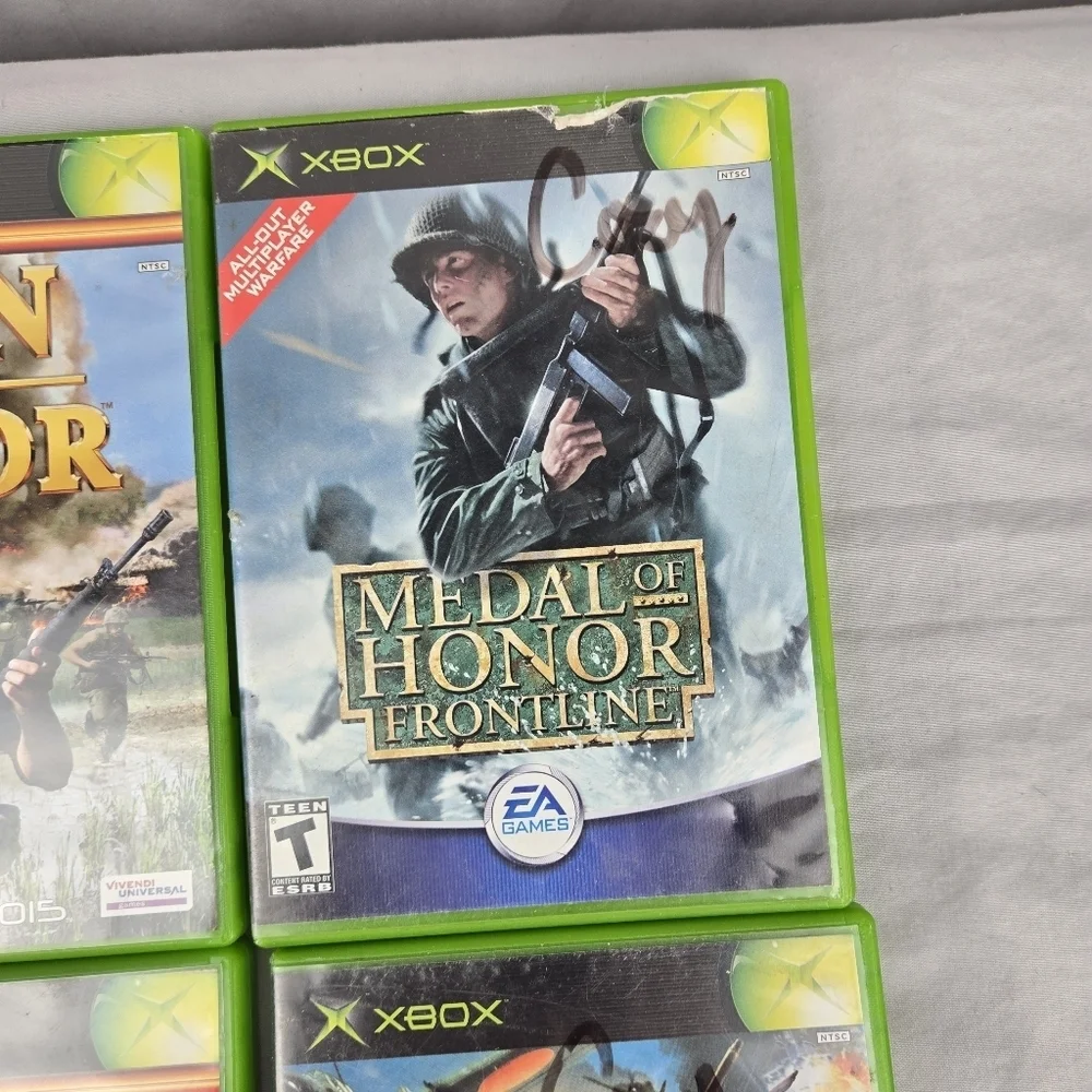 Lot Of 4 Original XBOX Games Men Valor Medal Honor Sun Clone Wars Frontline Work